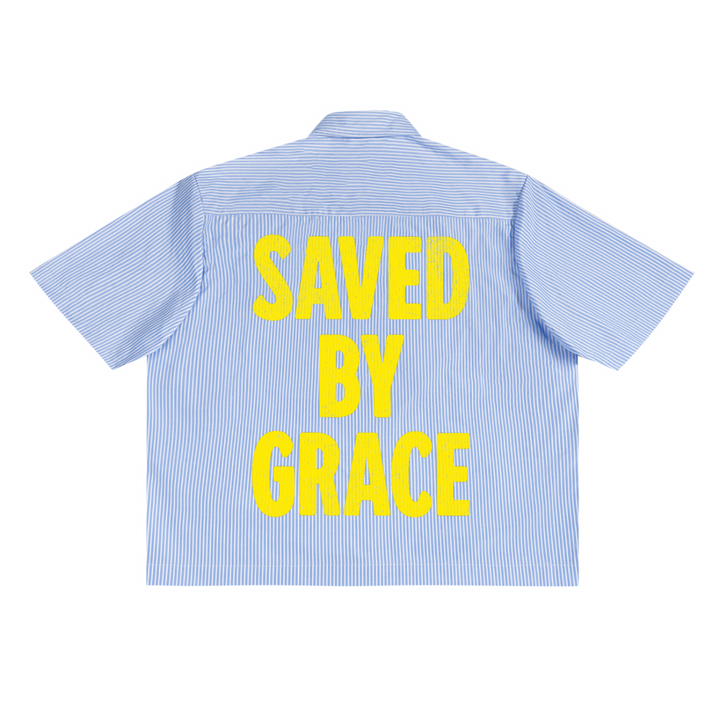 Saved By Grace - Unisex Oversized Stripe Boxy Tee