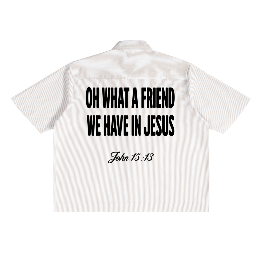 What A Friend We Have In Jesus - Oversized Boxy Striped Shirt
