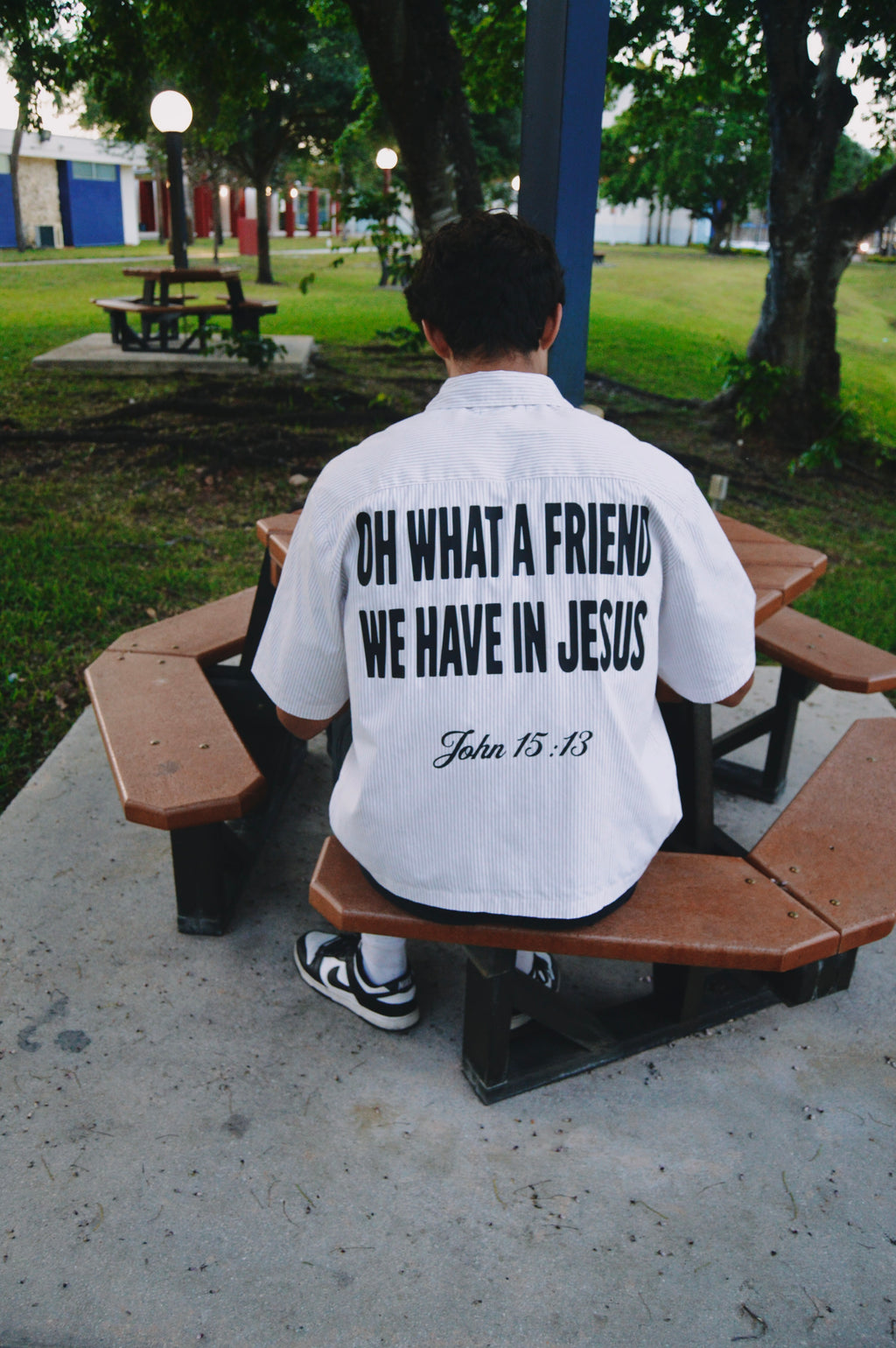 What A Friend We Have In Jesus - Oversized Boxy Striped Shirt