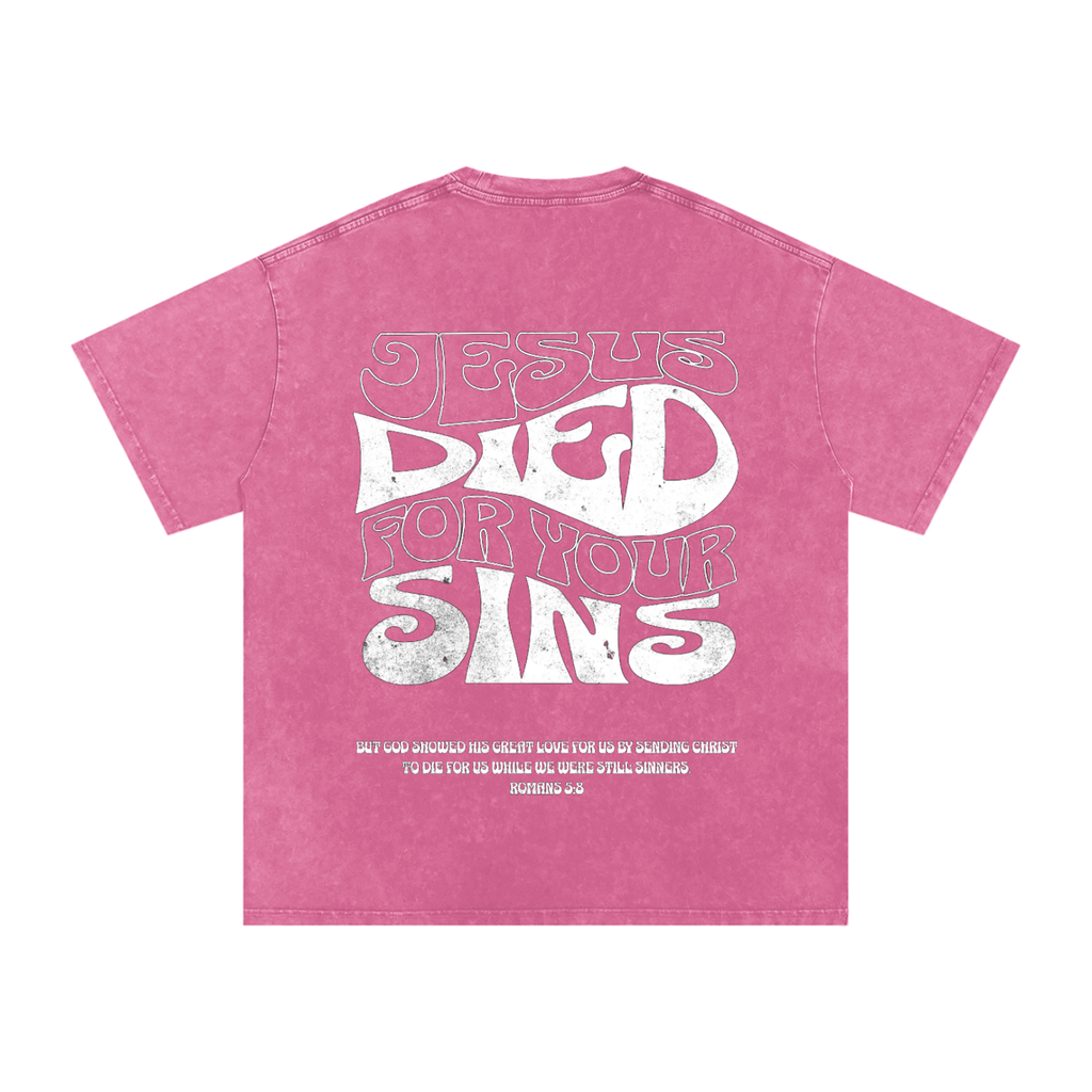 "Jesus Died for Your Sins" - Washed Oversized Cotton Tee